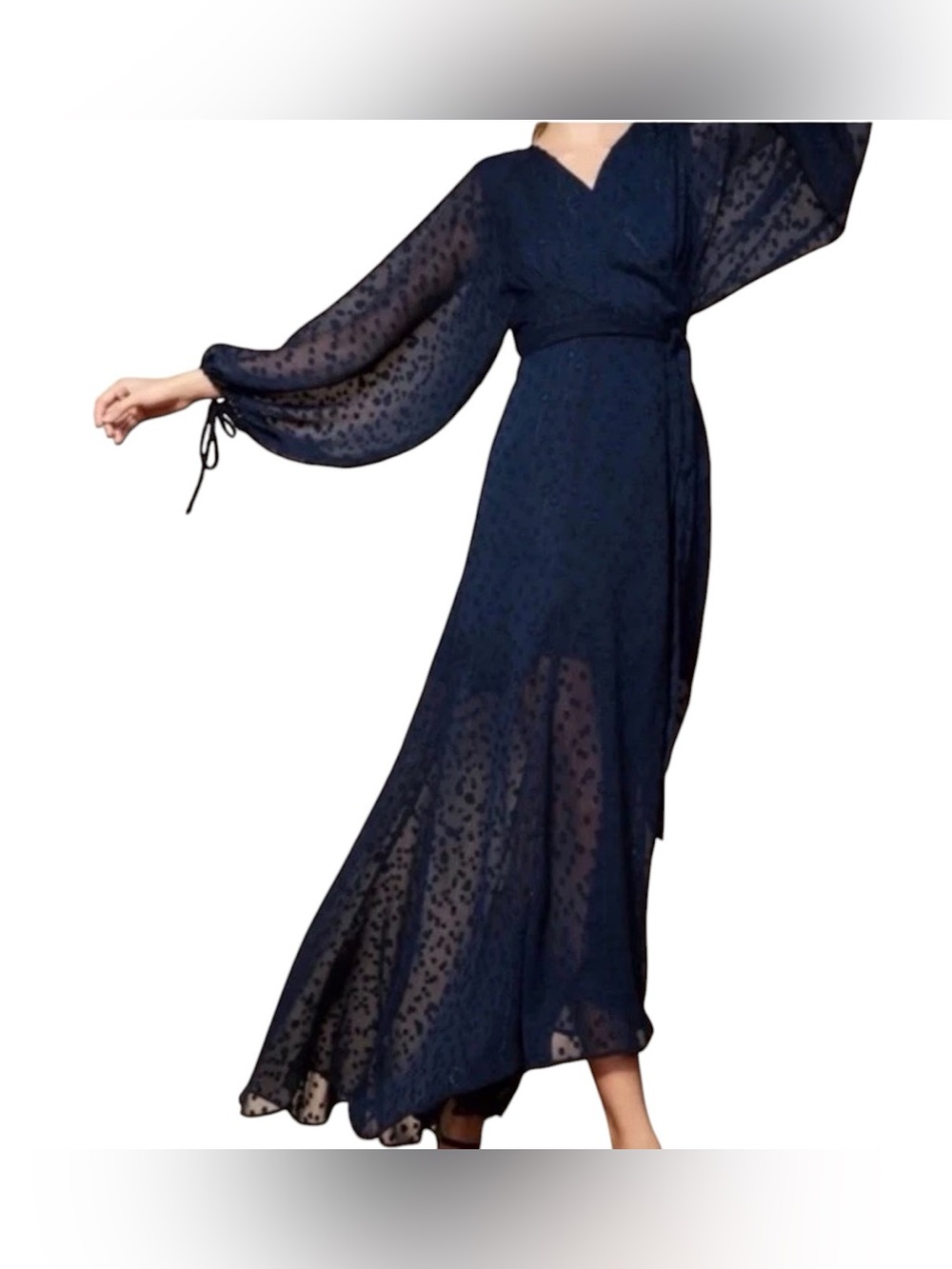 NWT - Hutch Anthropologie Leigh Navy Wrap Maxi Dress Size Small
